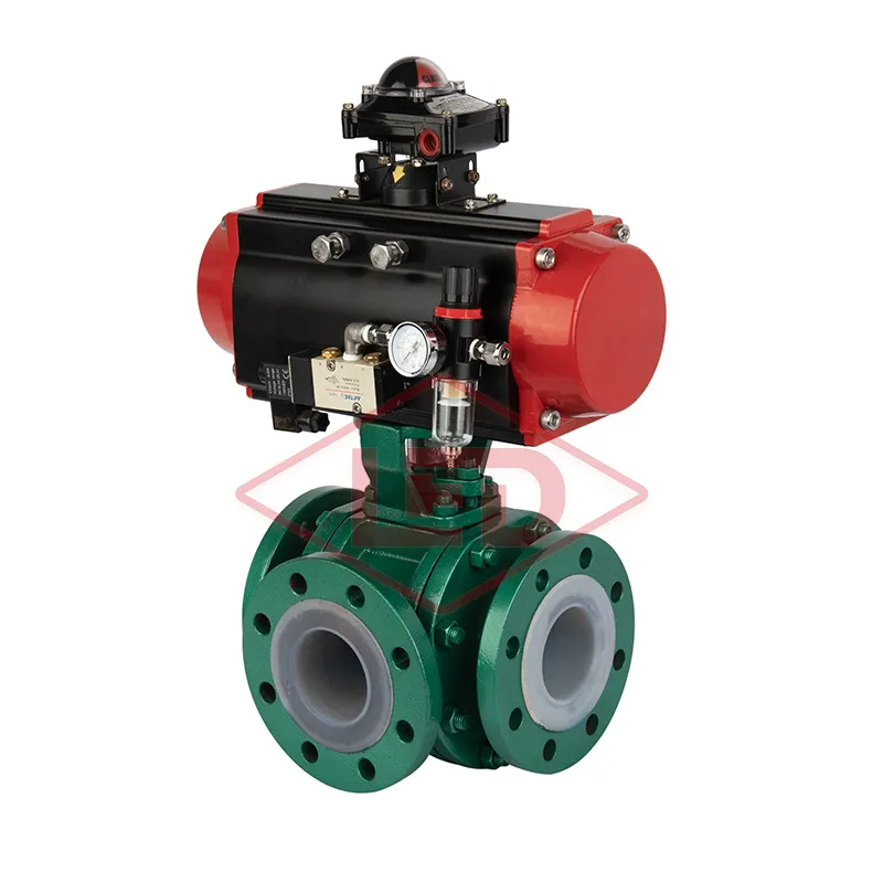 气动衬氟三通球阀